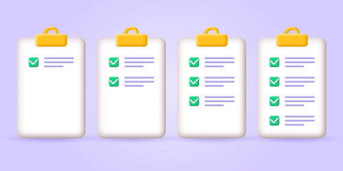 3d checklist icon set check list on clipboard vector