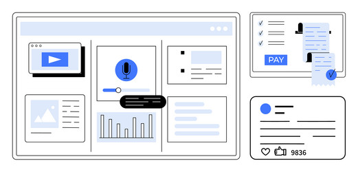 digital dashboard interface with multimedia vector image