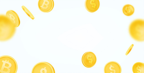 golden coins falling down 3d banner with copy Vector Image