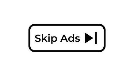 skip ads button with play symbol indicates vector image