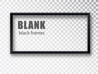 Black rectangular realistic empty picture frame vector