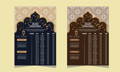 minimal ramadan time table vector