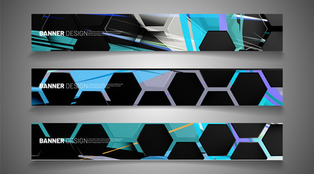 set background hexagon banner gradient vector