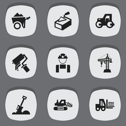 set of 9 editable structure icons includes vector image