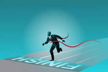 business concept businessman crossing finish line vector