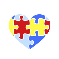 Child autism awareness icon puzzle heart shape vector