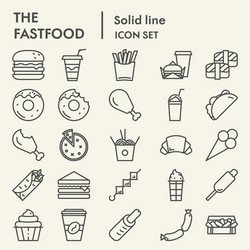 Fastfood line icon set food symbols collection vector