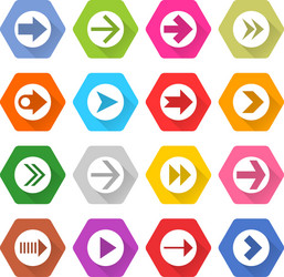 flat arrow icon set hexagon web button vector image