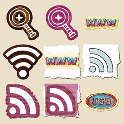 hand drawn web emblems set isolated vector image