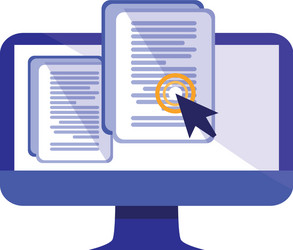 Computer with document and cursor vector