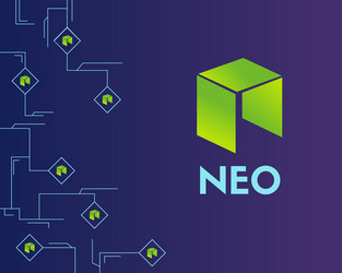 Cryptocurrency neo blockchain circuit style vector