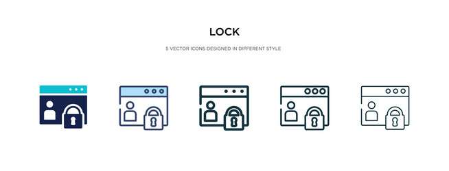 Lock icon in different style two colored vector