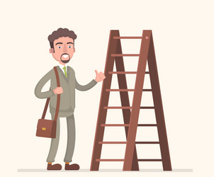 Man walking up the staircase with briefcase vector