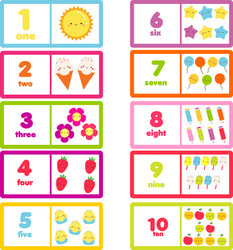 count from one to ten cute characters and numbers vector