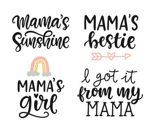 Cute Mom & Baby Calligraphy Print vector