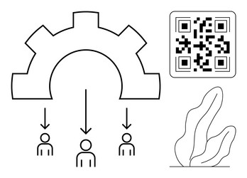 workflow automation diagram with gear qr code vector image