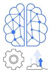 abstract brain network with gears and upward vector image
