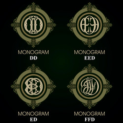 vintage monograms - 4 sets series vector