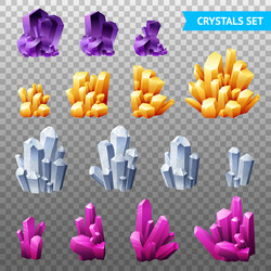 Polygonal crystals icons big set Royalty Free Vector Image