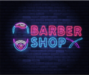 illuminated neon barber shop design Vector Image