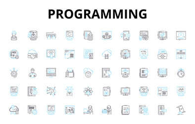 programming linear icons set debugging syntax vector image