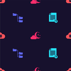 set unknown document folder tree cloud with moon vector image