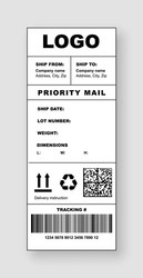 shipment label template with priority mail header vector