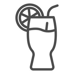 Glass lemonade line icon summer beverage vector