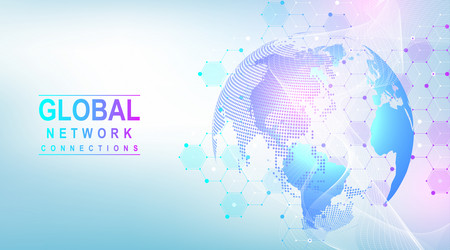 global network connection concept big data vector image