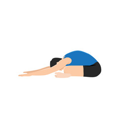 Man doing firelog pose leaning forward vector