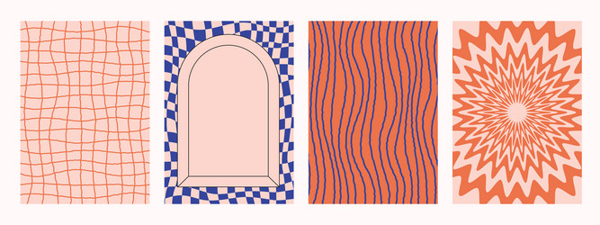 retro pattern set abstract psychedelic groovy vector image