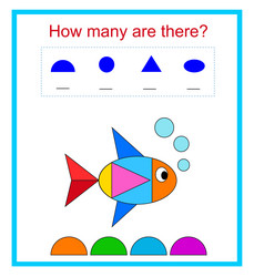 Many Math Trart Math activity for children how many geometric Vector Image