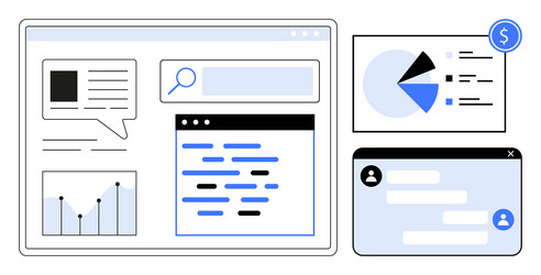 digital workspace with analytics communication vector image