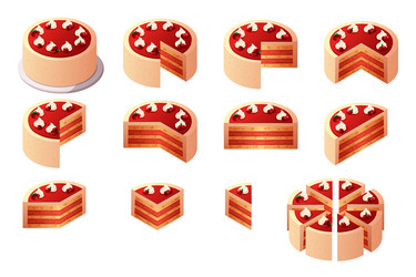 cake parts isometric pie slices constructor vector