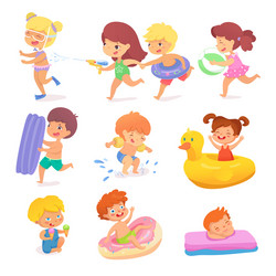 Children Playing Outdoors - Fun Set Vector Image