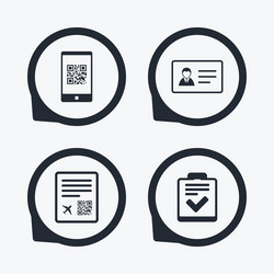 qr scan code icon boarding pass flight sign vector image
