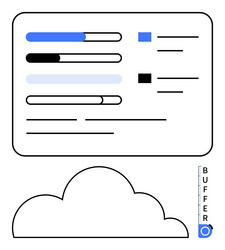 cloud data sync with progress bars and buffering vector image