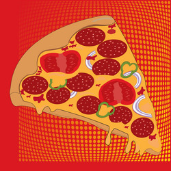 pop art multicolored background with pizza slice vector image