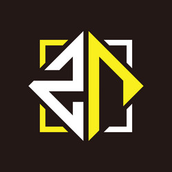z n initials quadrangle monogram with square vector image