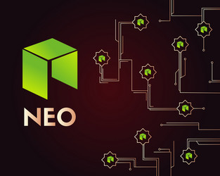 Cryptocurrency neo blockchain circuit style vector