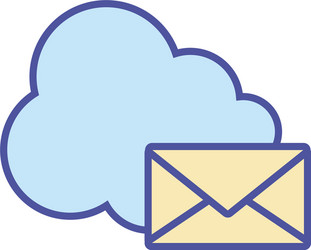 envelope and cloud computing line fill style vector image