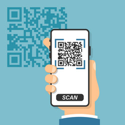 Qr code scan icon in flat style mobile phone vector