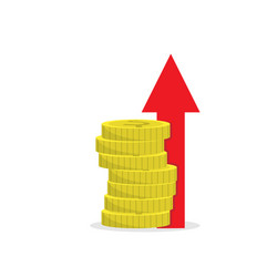 Stack coins with an up arrow simple color flat vector