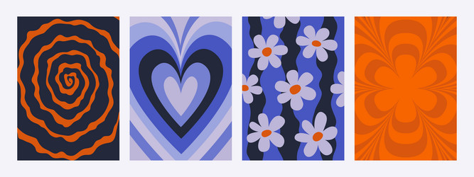abstract psychedelic retro pattern set groovy vector image