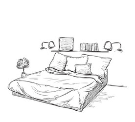 Interior design of the classic bedroom vector