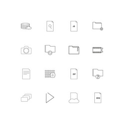 Files and folders sign linear thin icons set vector