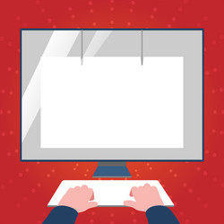 hands on mock up keyboard facing blank white vector image
