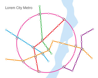 subway map metro lines plan with stations vector