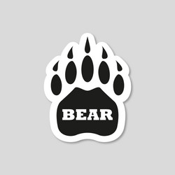 Bear Footprint Sticker - Gray Background Vector Image