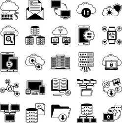 Data and networking icons set every single vector